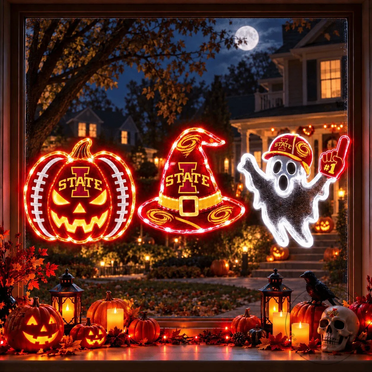 Iowa State Cyclones Halloween Pumpkin Ghost Witch Hat Window Lights Decor 1 Iowa State Cyclones Halloween Pumpkin Ghost Witch Hat Window Lights Decor