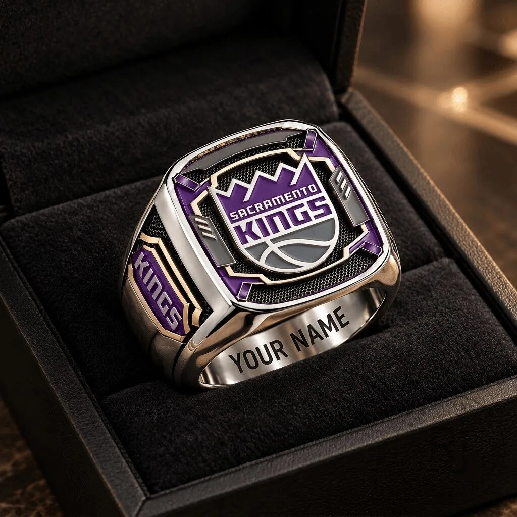 Sacramento Kings Basketball Team Championship Style Custom Engraved Fan Ring