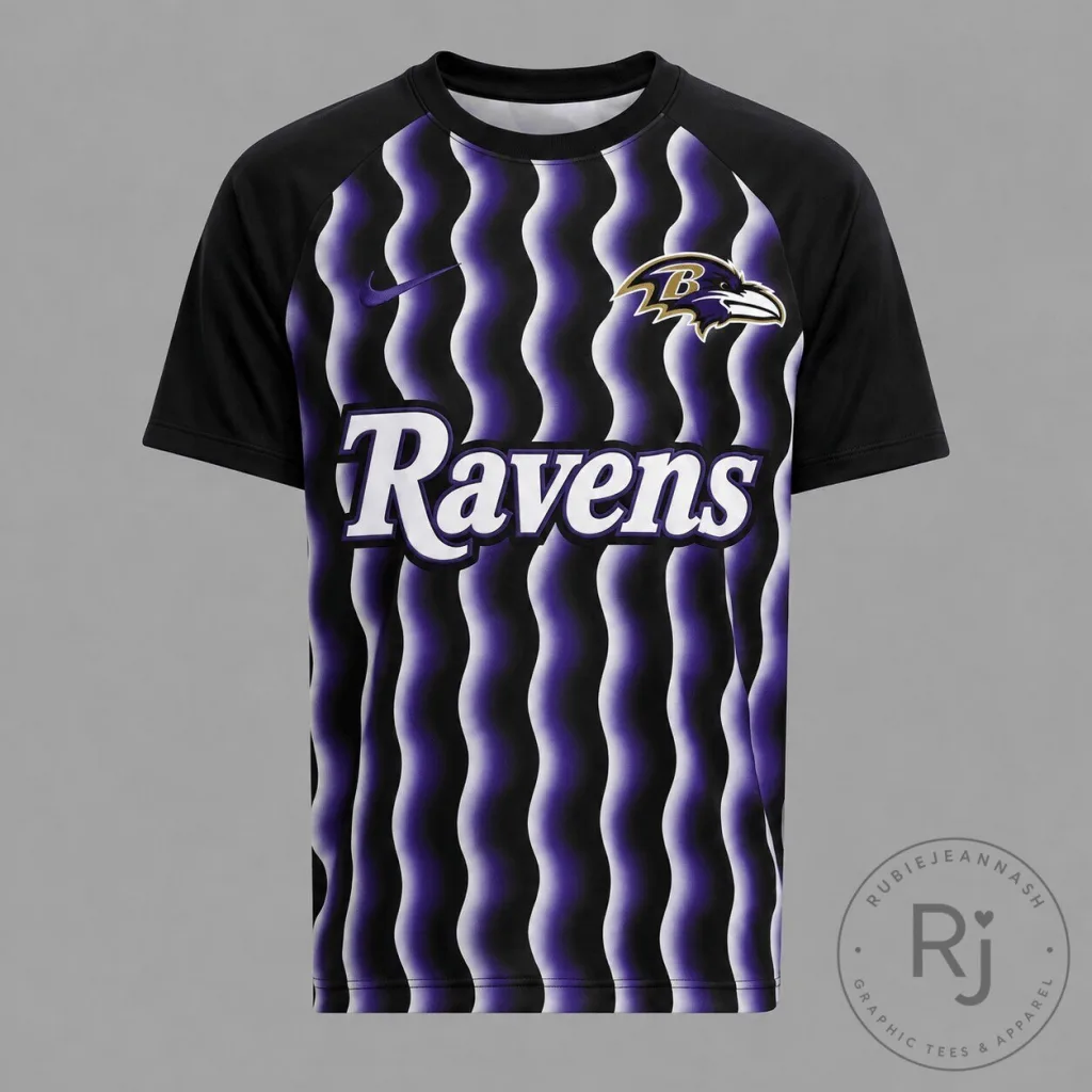 Baltimore Ravens Wavy Pattern Purple and Black Football Jersey Baltimore Ravens Wavy Pattern Purple and Black Football Jersey