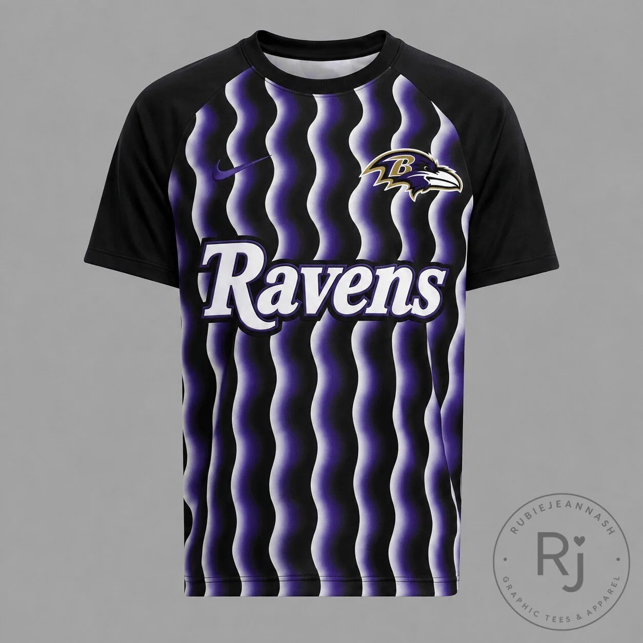 Baltimore Ravens Wavy Pattern Purple and Black Football Jersey 1 Baltimore Ravens Wavy Pattern Purple and Black Football Jersey