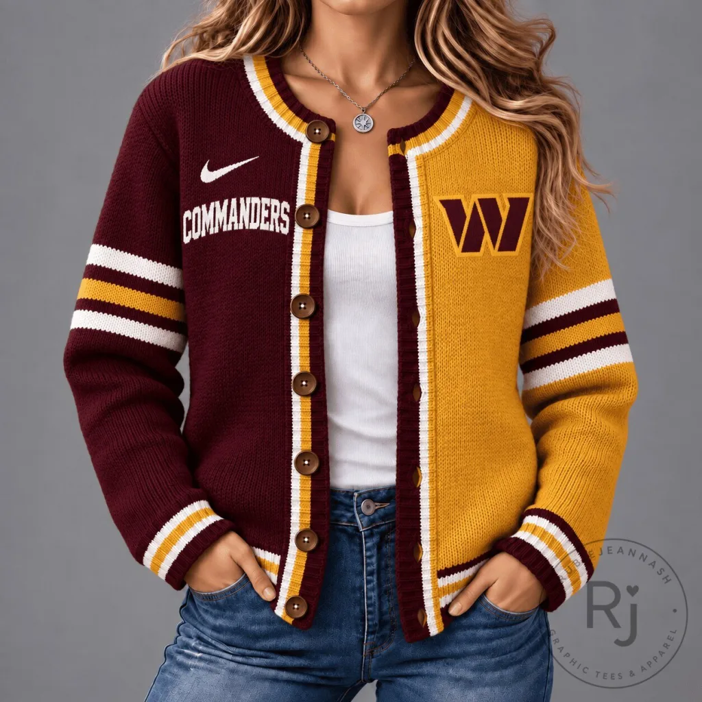 Washington Commanders Football Team Split Cardigan Sweater Washington Commanders Football Team Split Cardigan Sweater