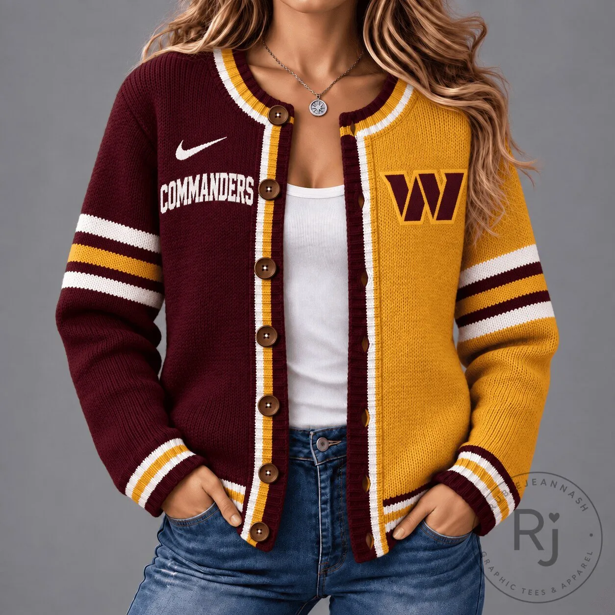 Washington Commanders Football Team Split Cardigan Sweater 5 Washington Commanders Football Team Split Cardigan Sweater