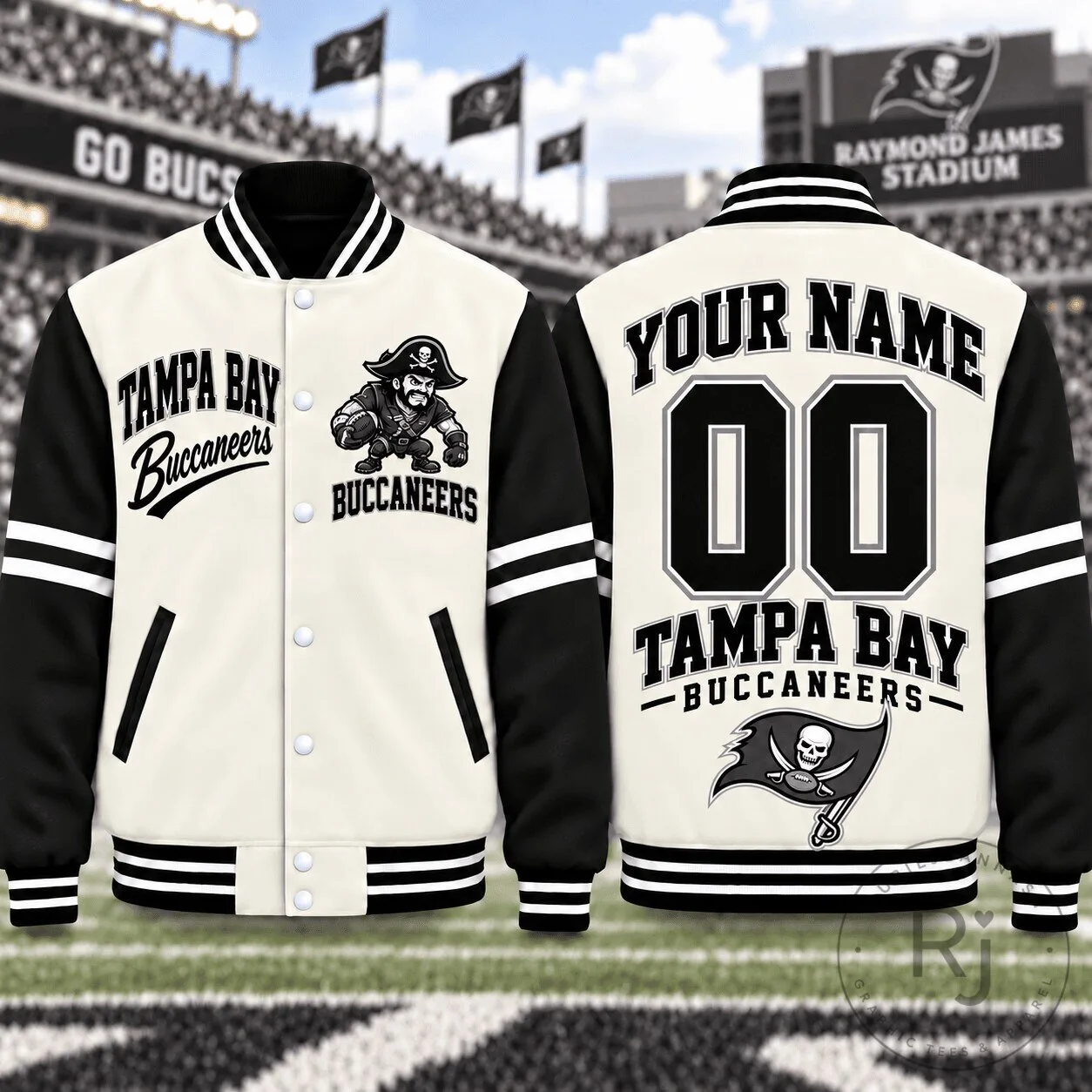 Custom Name and Number Varsity Jacket for Tampa Bay Buccaneers Fans 2 Custom Name and Number Varsity Jacket for Tampa Bay Buccaneers Fans