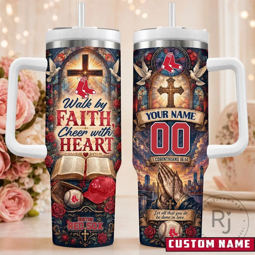 Boston Red Sox Baseball Faith Personalized Tumbler