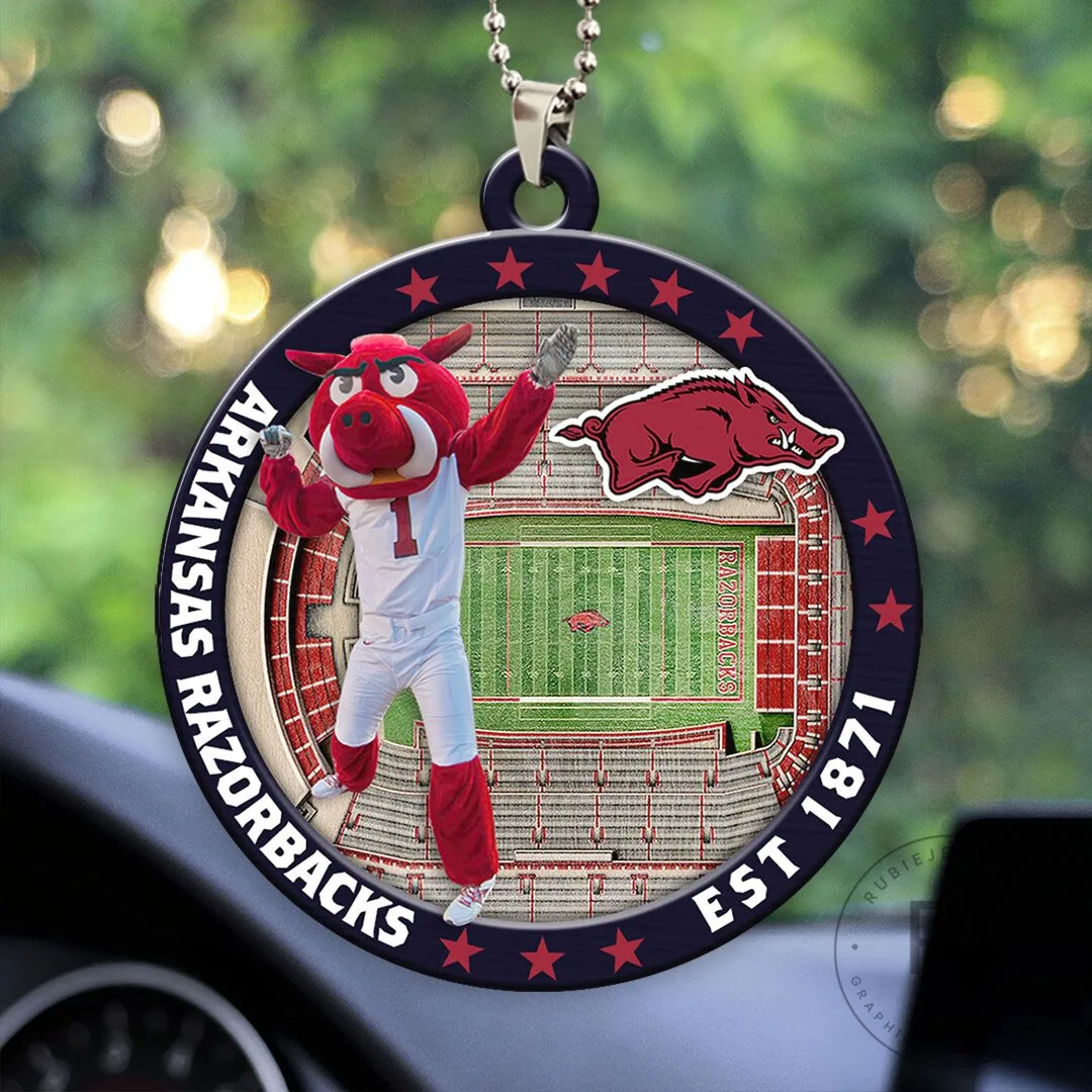 Arkansas Football Razorbacks Stadium Mascot Car Ornament