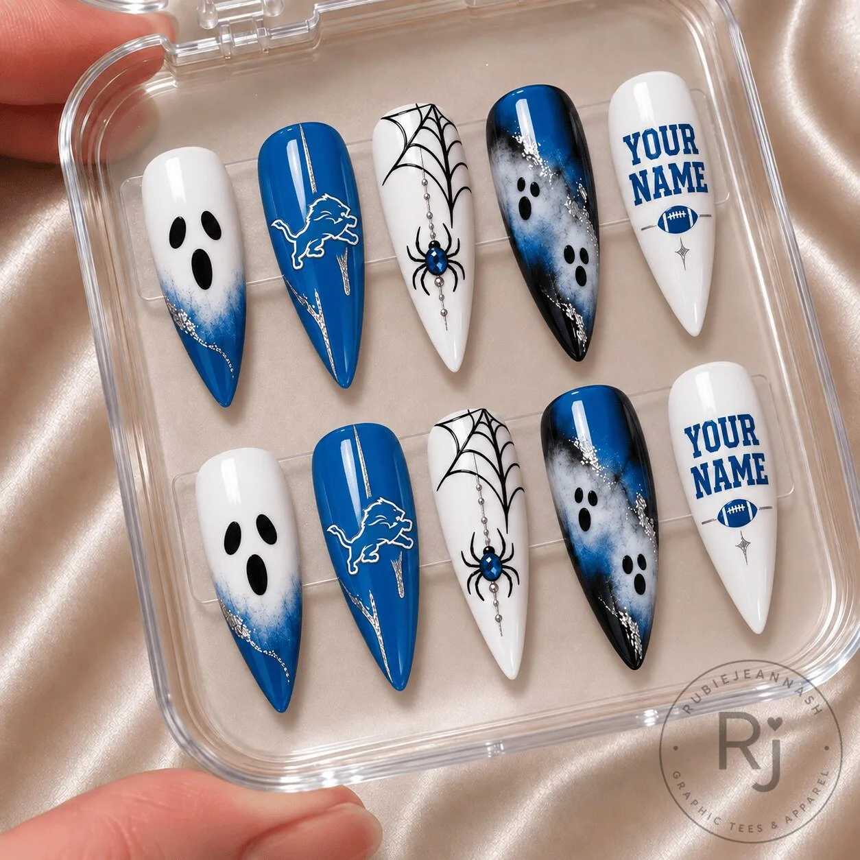 Detroit Lions Fan Halloween Personalized Press-On Nails Set
