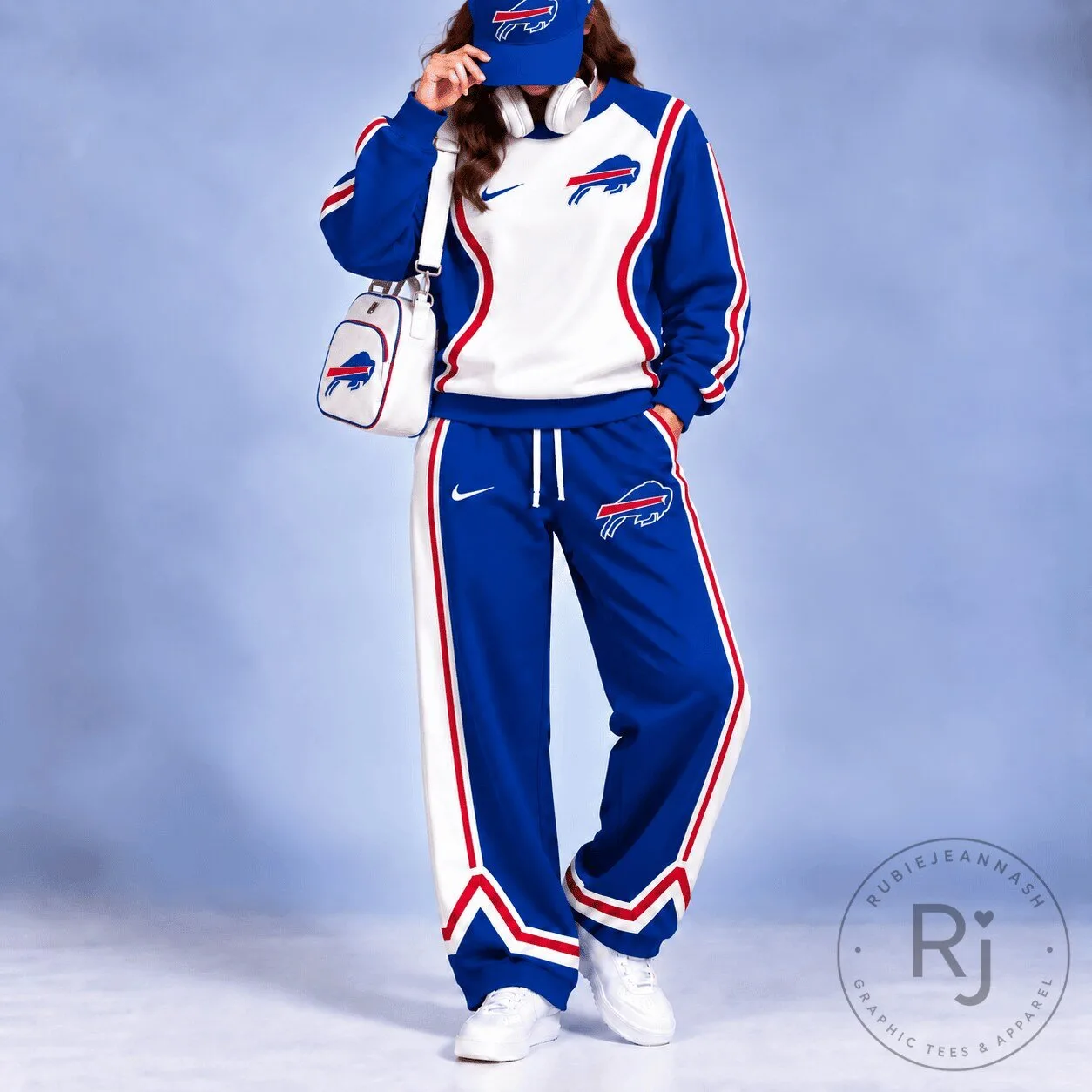 Buffalo Bills NFL Team Logo Color Block Sweatshirt and Pants Set 1 Buffalo Bills NFL Team Logo Color Block Sweatshirt and Pants Set