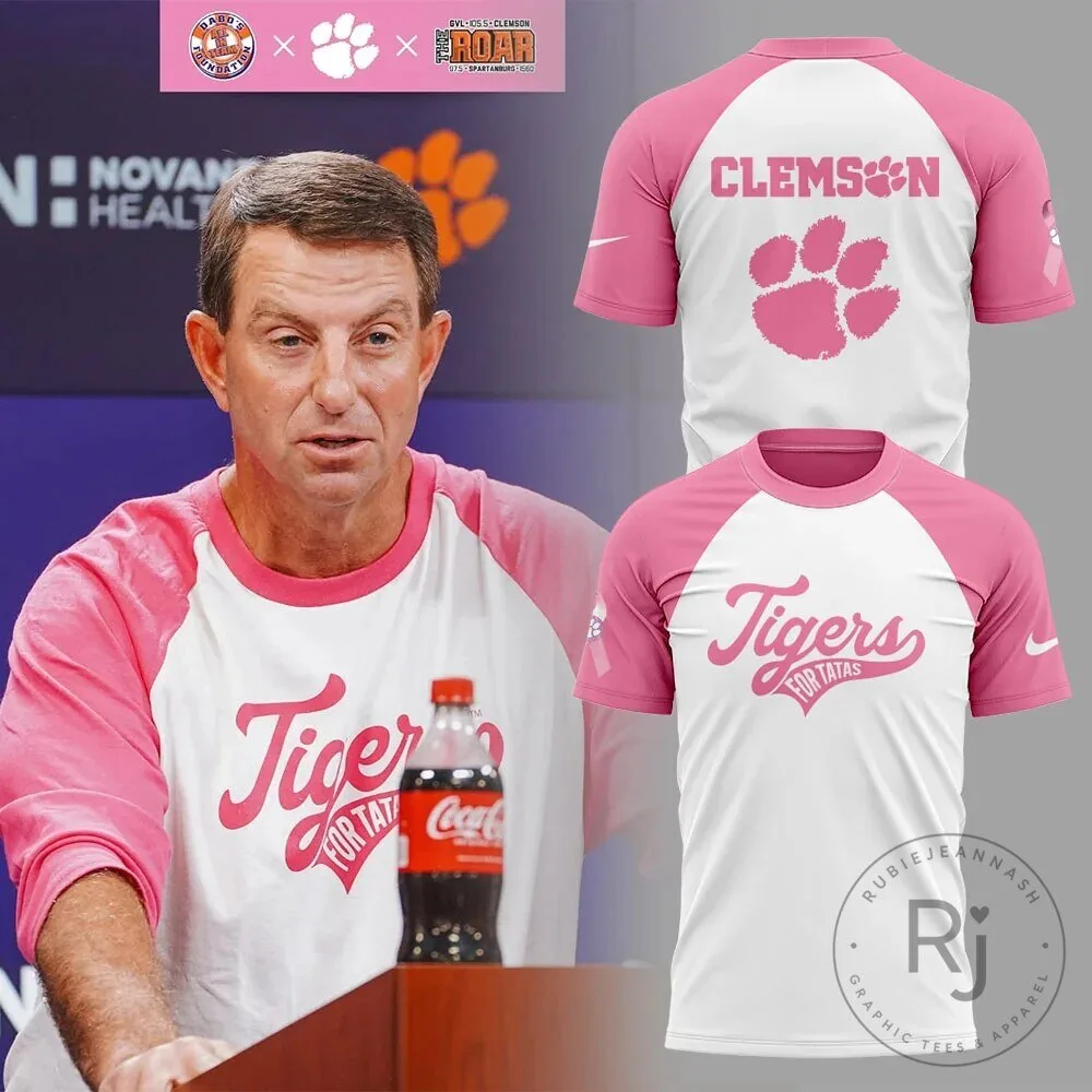 Clemson Tigers Football Breast Cancer Awareness Pink Raglan T-Shirt