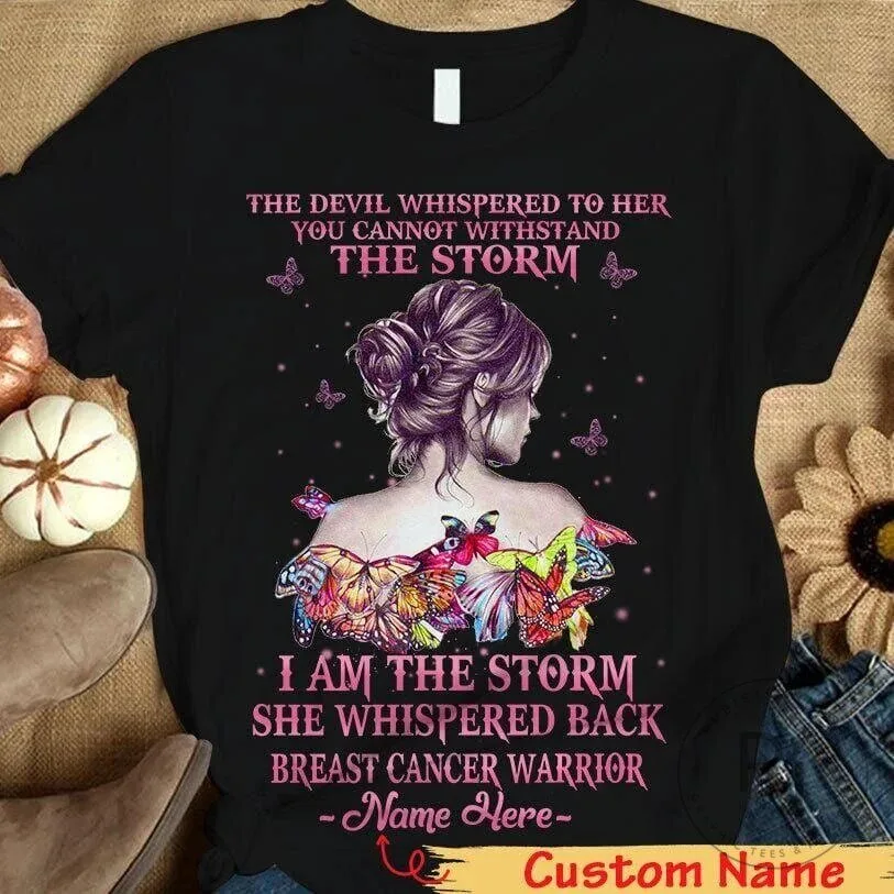 Breast Cancer Warrior I Am The Storm Personalized T-Shirt