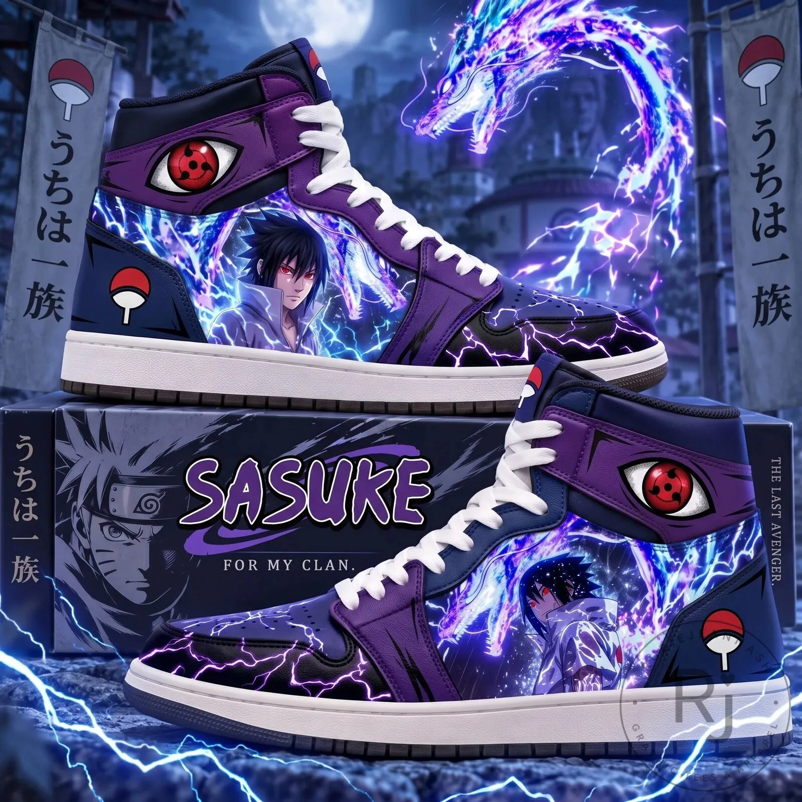 Sasuke Uchiha Lightning Style Anime High Top Sneakers 11 Sasuke Uchiha Lightning Style Anime High Top Sneakers