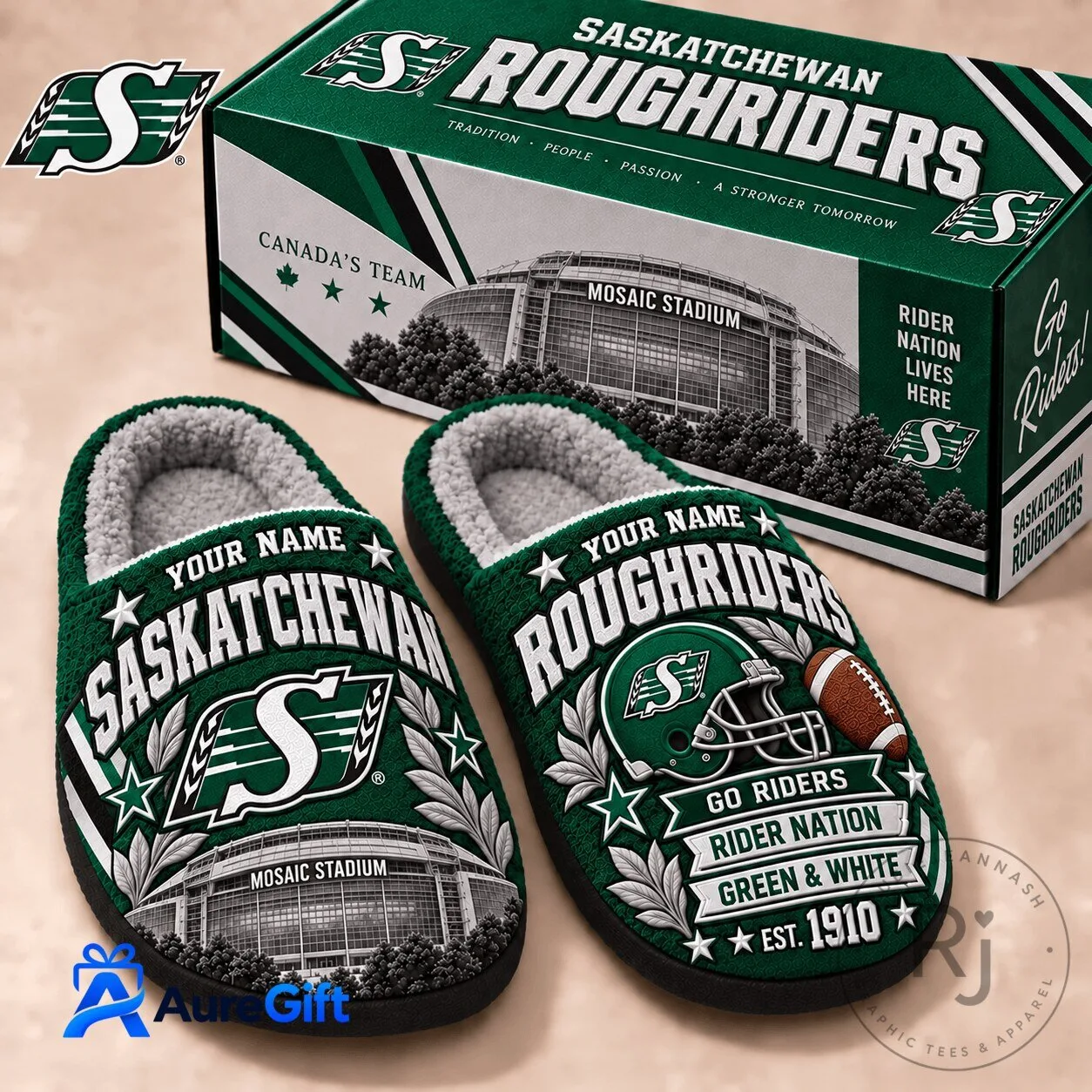 Saskatchewan Roughriders Canadian Football League Personalized Slippers