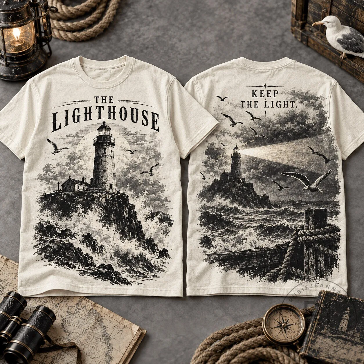 The Lighthouse Keep The Light Ocean Waves T-Shirt 6 The Lighthouse Keep The Light Ocean Waves T-Shirt