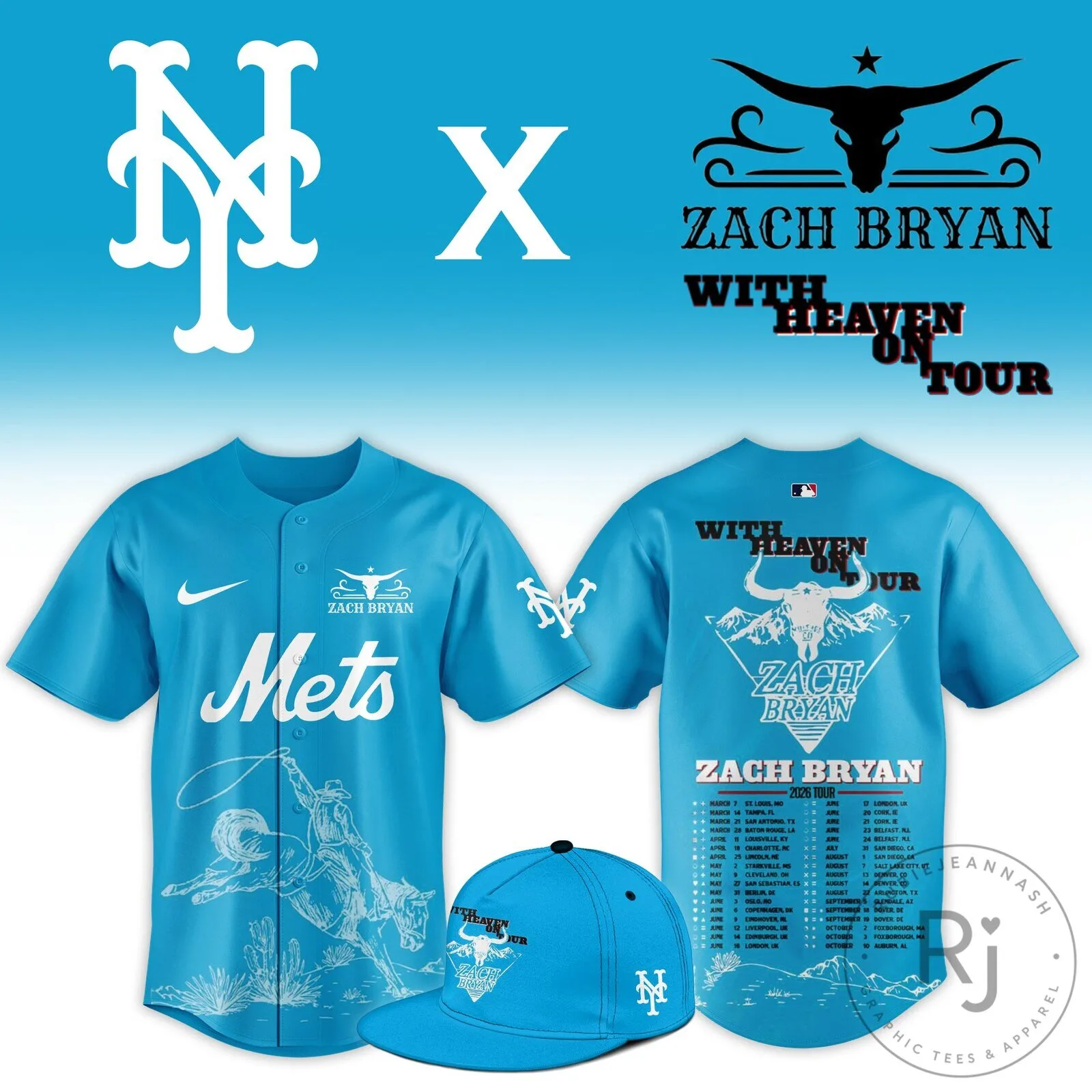 .NYM x Zach Bryan With Heaven On Tour Limited Jersey 4 .NYM x Zach Bryan With Heaven On Tour Limited Jersey