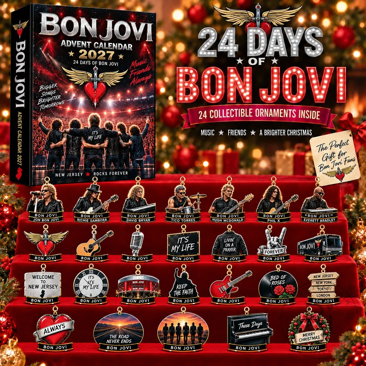 Bon Jovi 2027 Music Friends Always Advent Calendar with 24 Ornaments 1 Bon Jovi 2027 Music Friends Always Advent Calendar with 24 Ornaments