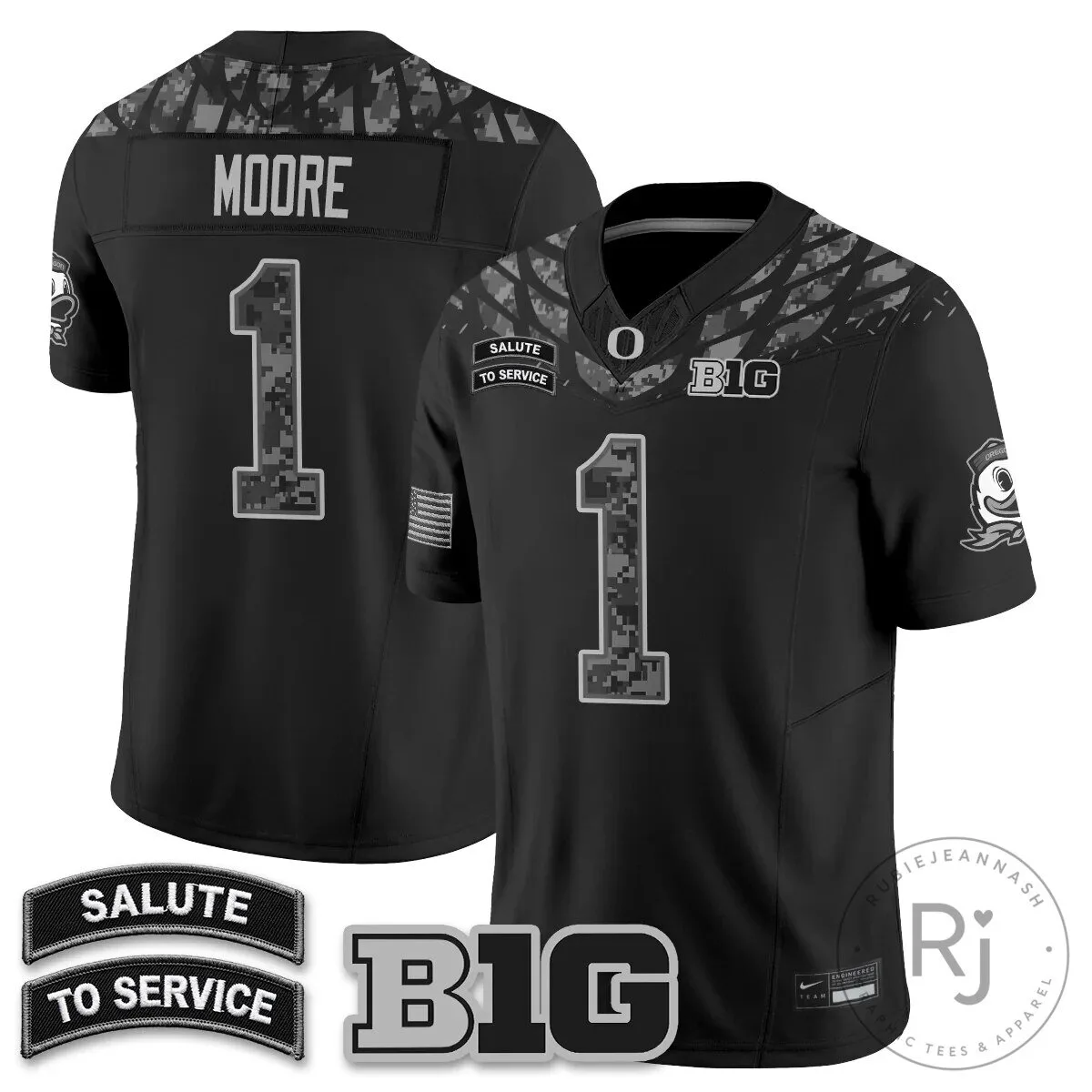 Oregon Ducks Salute to Service Black Football Jersey 49 Oregon Ducks Salute to Service Black Football Jersey