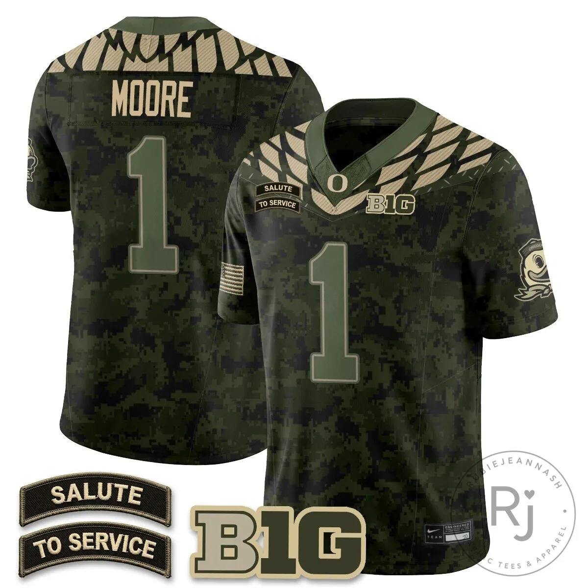 Oregon Ducks Salute to Service Black Football Jersey 60 Oregon Ducks Salute to Service Black Football Jersey