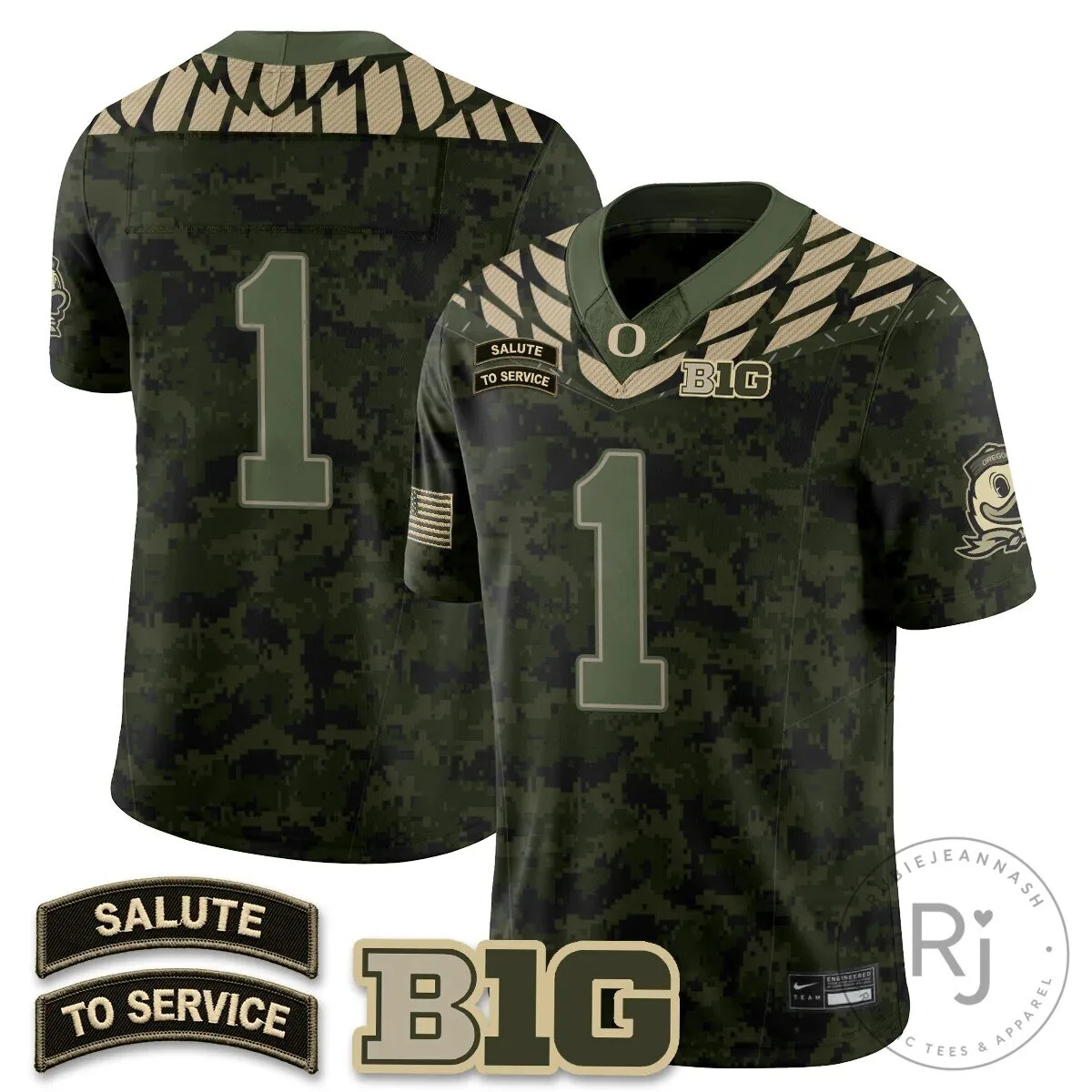 Oregon Ducks Salute to Service Black Football Jersey 68 Oregon Ducks Salute to Service Black Football Jersey