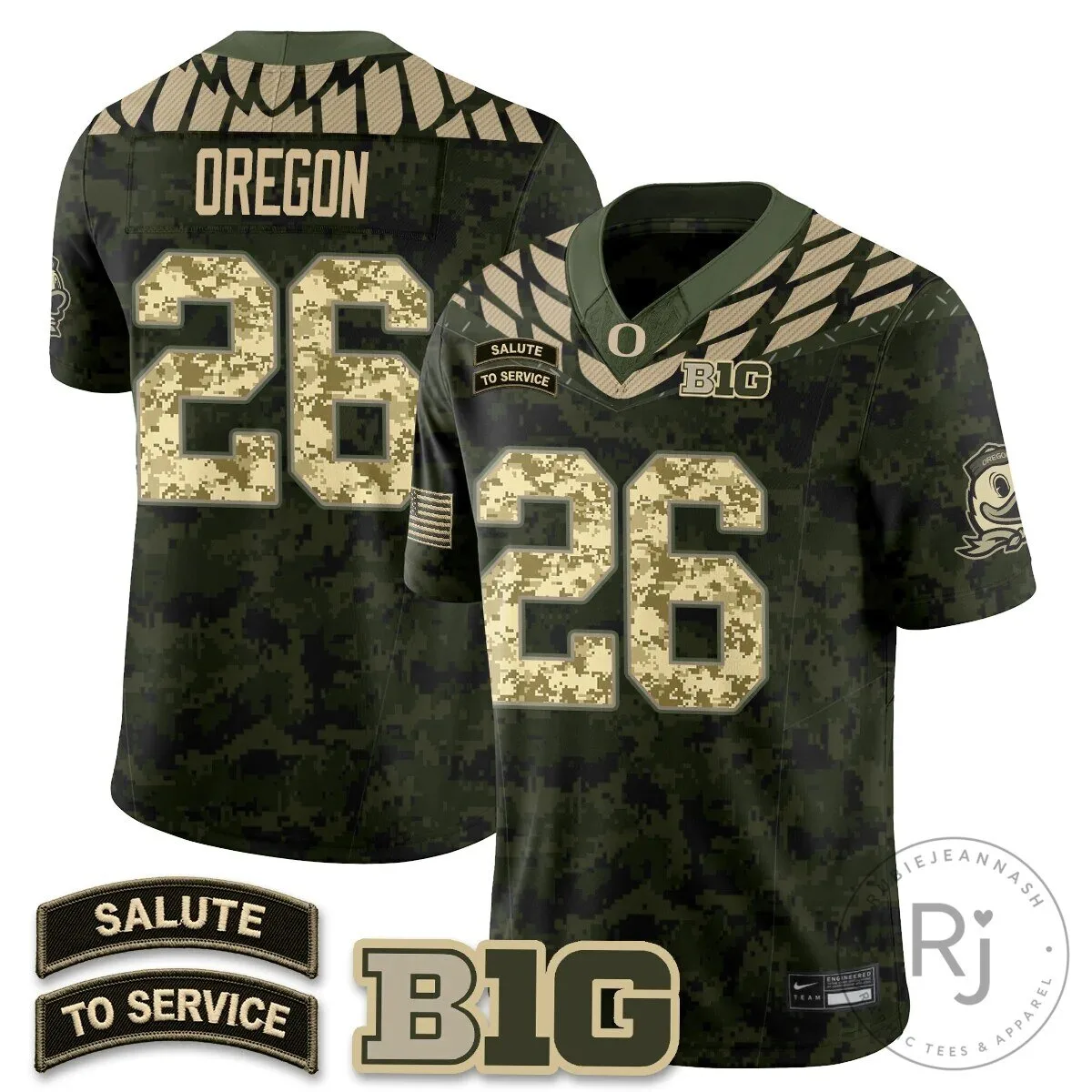 Oregon Ducks Salute to Service Black Football Jersey 80 Oregon Ducks Salute to Service Black Football Jersey