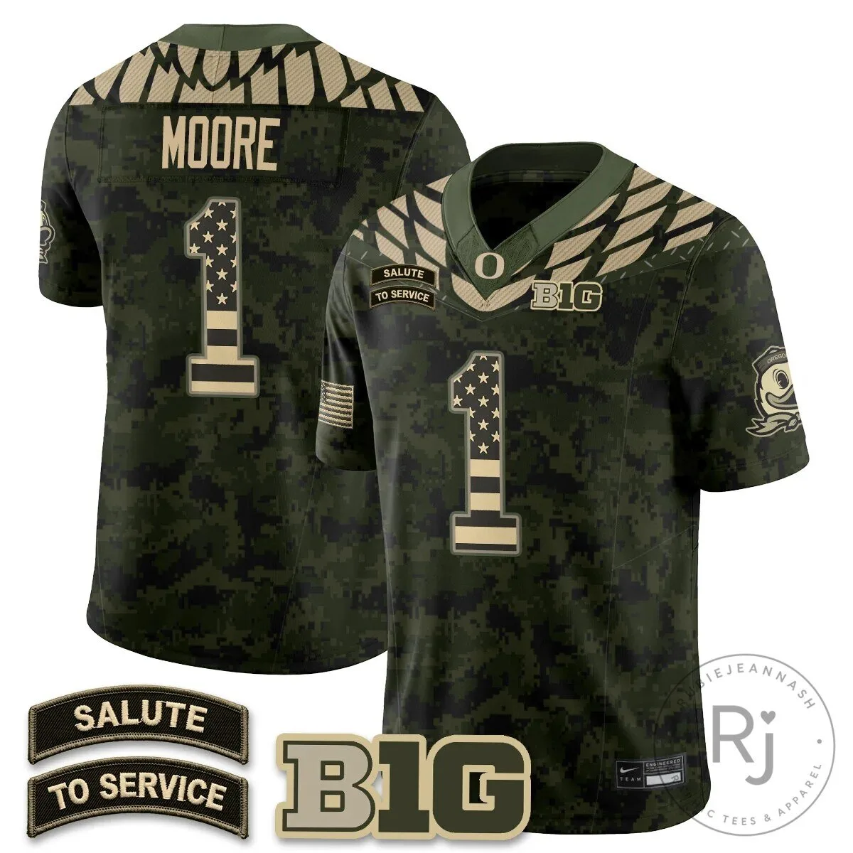 Oregon Ducks Salute to Service Black Football Jersey 82 Oregon Ducks Salute to Service Black Football Jersey
