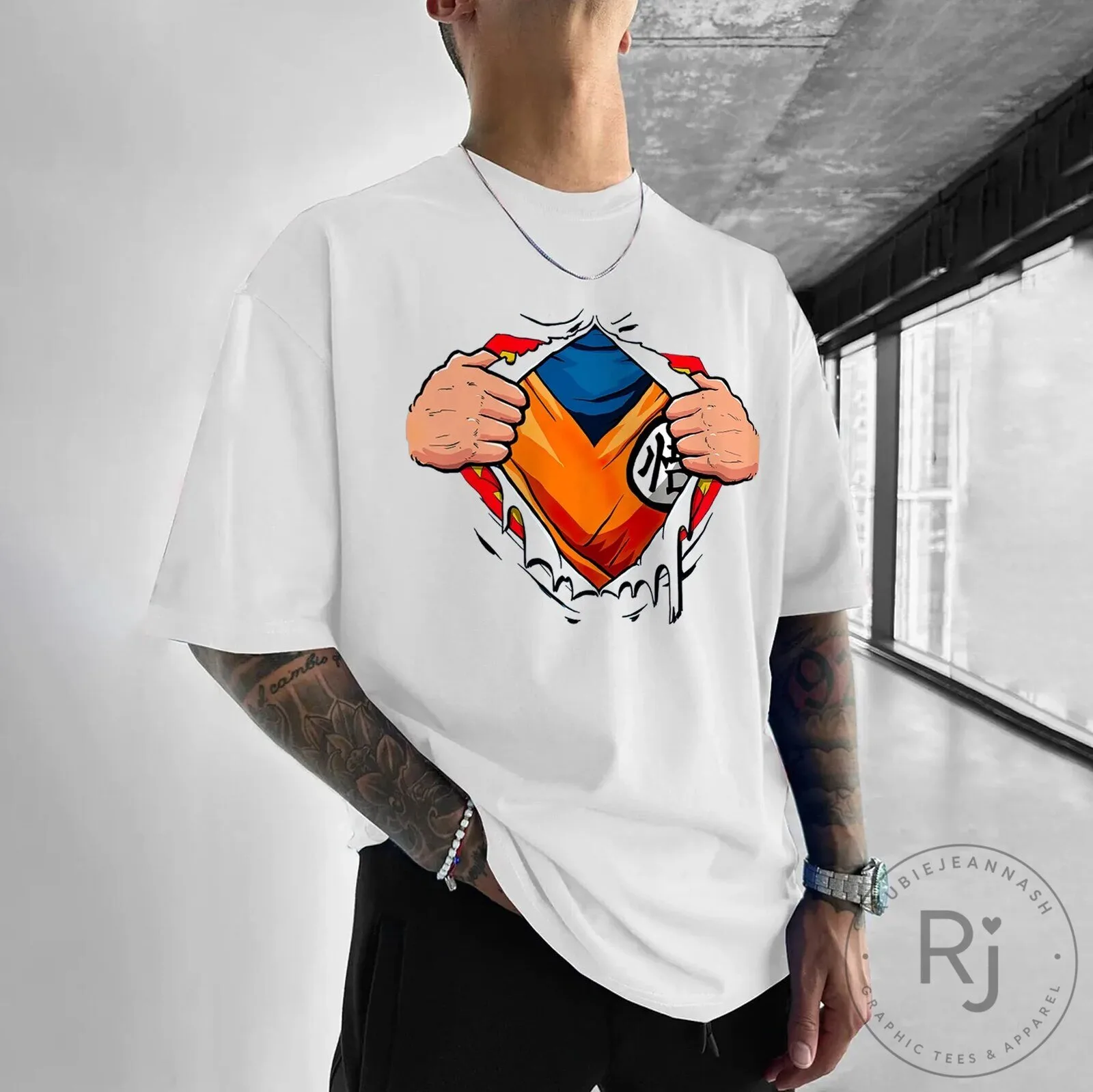 Dragon Ball Z Goku Super Saiyan Ripped Shirt Graphic T-Shirt