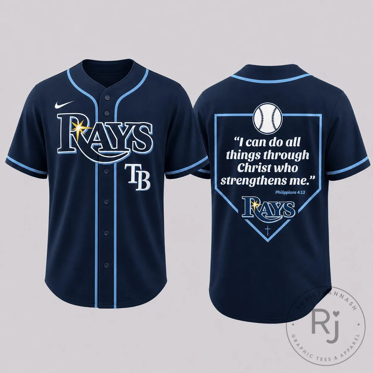 Tampa Bay Rays Baseball Philippians 4:13 Faith Jersey