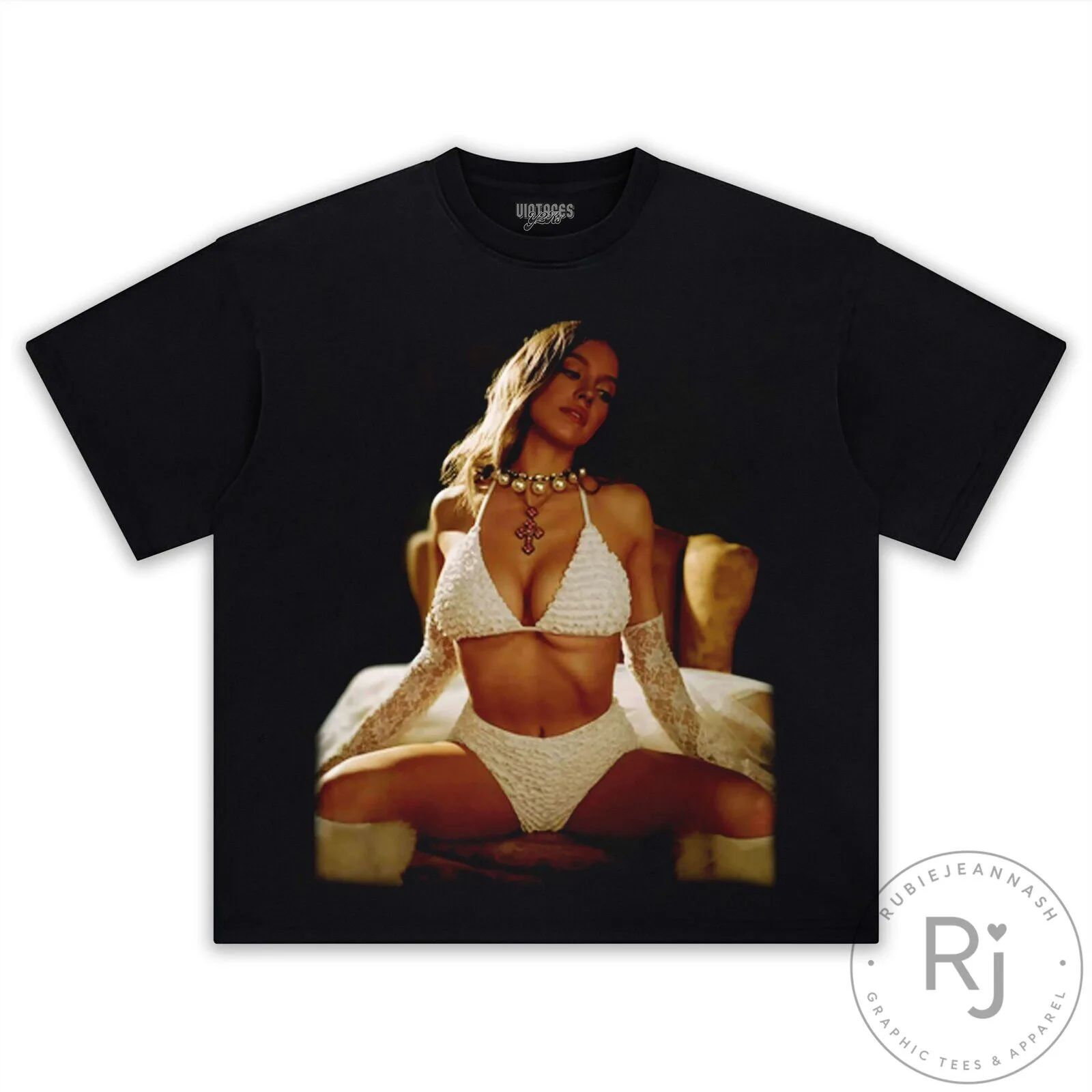Sydney Sweeney White Lingerie Photo Shoot Black T-Shirt 8 Sydney Sweeney White Lingerie Photo Shoot Black T-Shirt