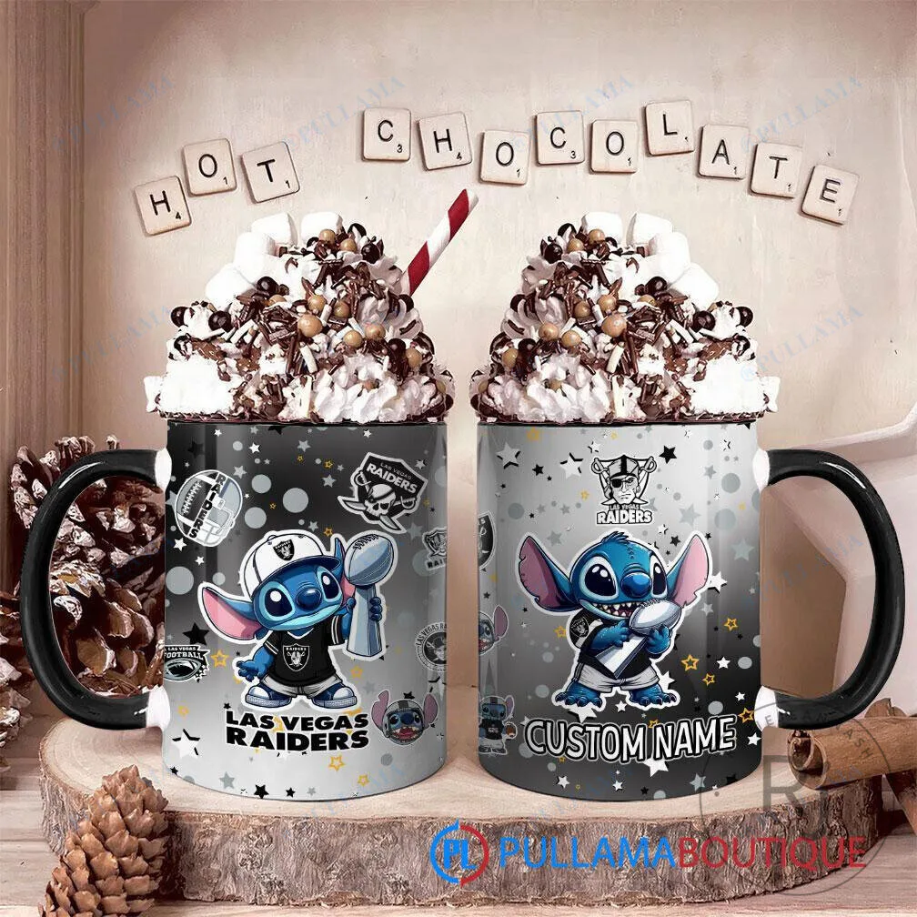 Las Vegas Raiders and Lilo and Stitch Super Bowl Trophy Custom Accent Mug