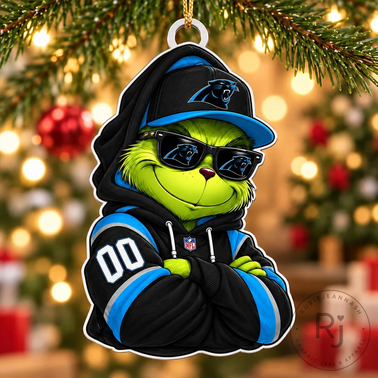 Carolina Panthers Grinch Christmas Tree Ornament
