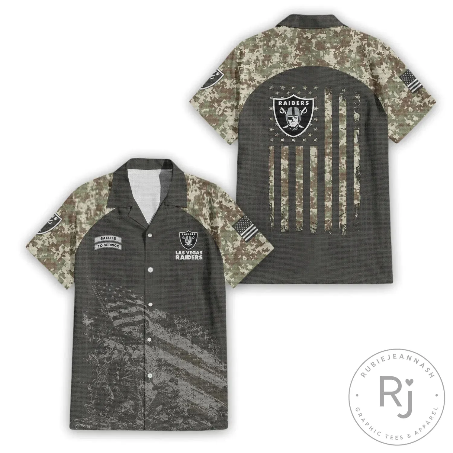 Las Vegas Raiders Salute To Service Camouflage Hawaiian Shirt