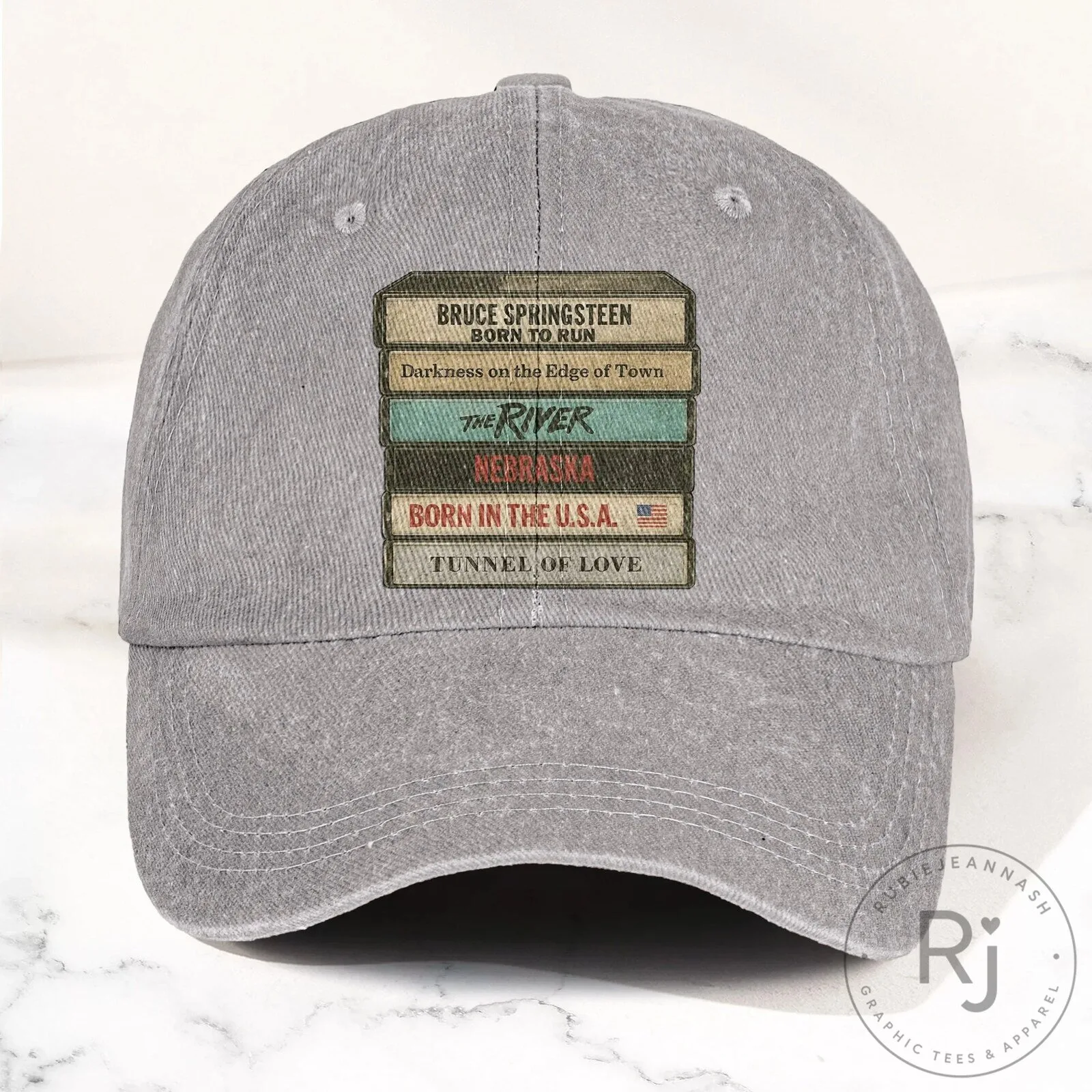 Bruce Springsteen Album Cassette Tapes Blue Denim Cap Hat 18 Bruce Springsteen Album Cassette Tapes Blue Denim Cap Hat