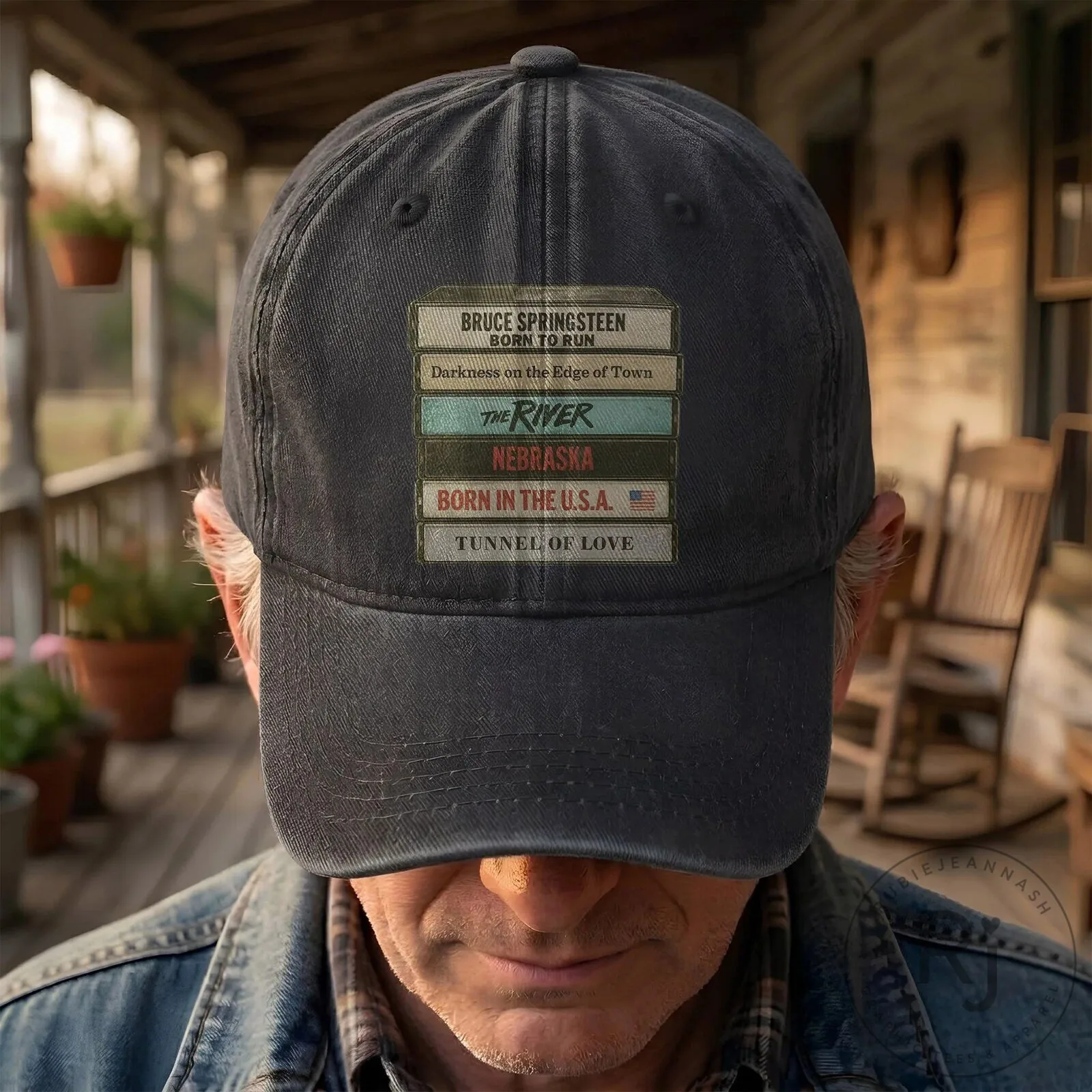 Bruce Springsteen Album Cassette Tapes Blue Denim Cap Hat 19 Bruce Springsteen Album Cassette Tapes Blue Denim Cap Hat