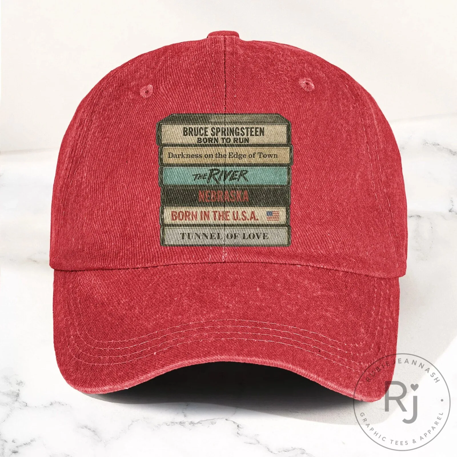 Bruce Springsteen Album Cassette Tapes Blue Denim Cap Hat 22 Bruce Springsteen Album Cassette Tapes Blue Denim Cap Hat