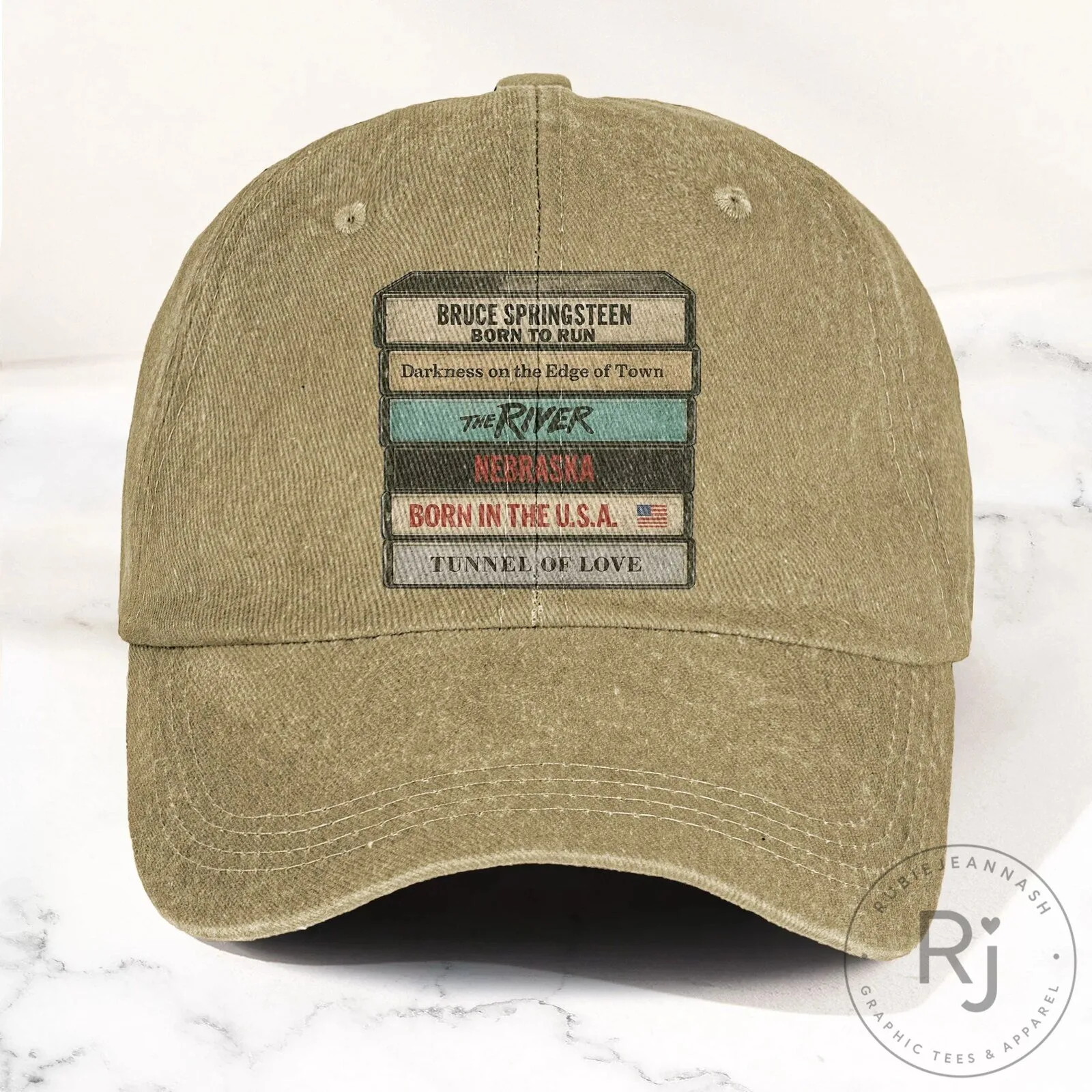 Bruce Springsteen Album Cassette Tapes Blue Denim Cap Hat 23 Bruce Springsteen Album Cassette Tapes Blue Denim Cap Hat