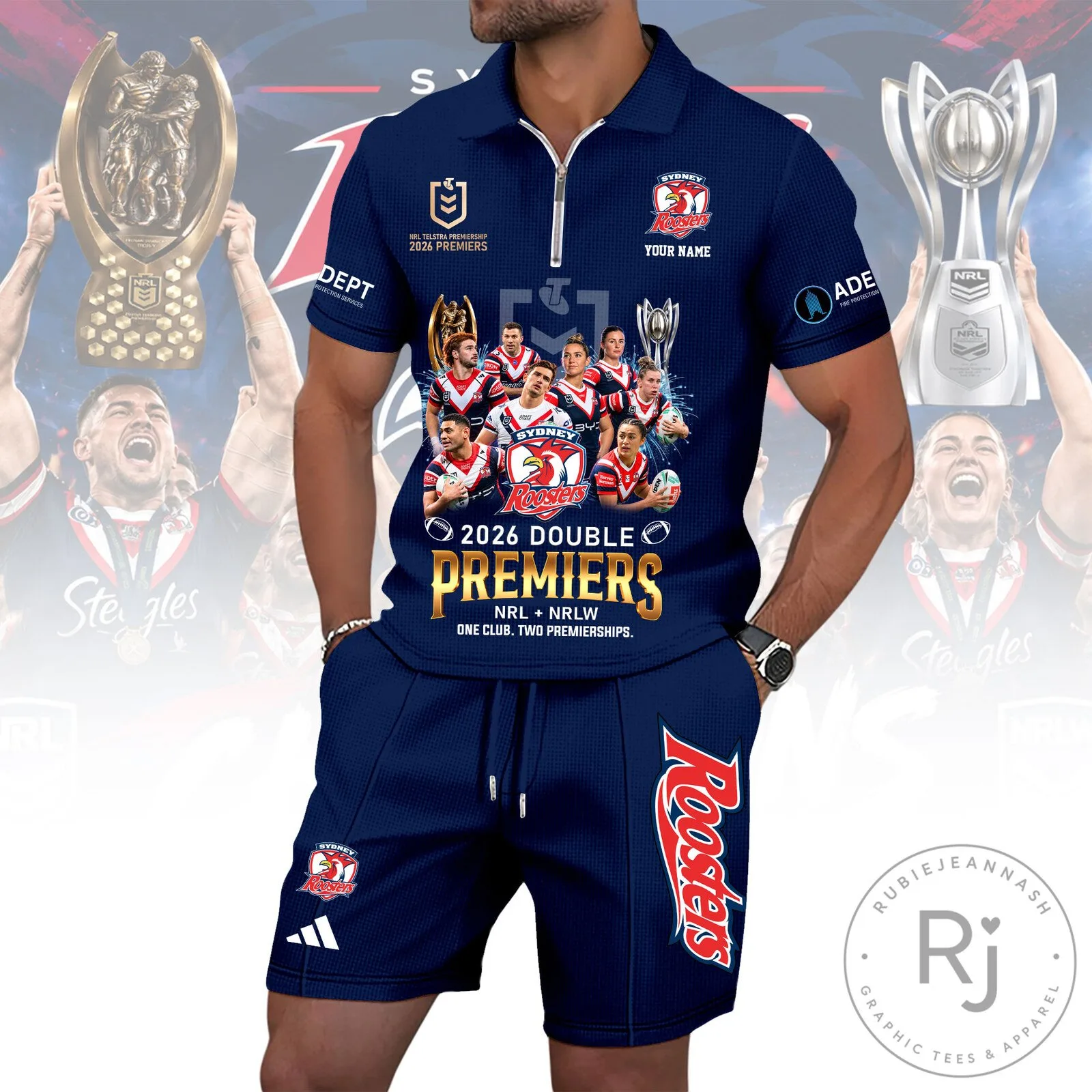 2026 Double Premiers Rugby League Polo Shirt - Sydney Roosters Edition
