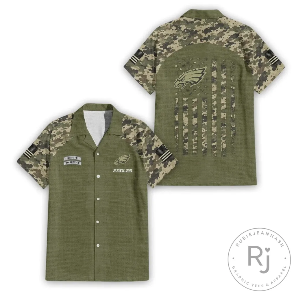 Philadelphia Eagles Salute To Service Camouflage Hawaiian Shirt Philadelphia Eagles Salute To Service Camouflage Hawaiian Shirt