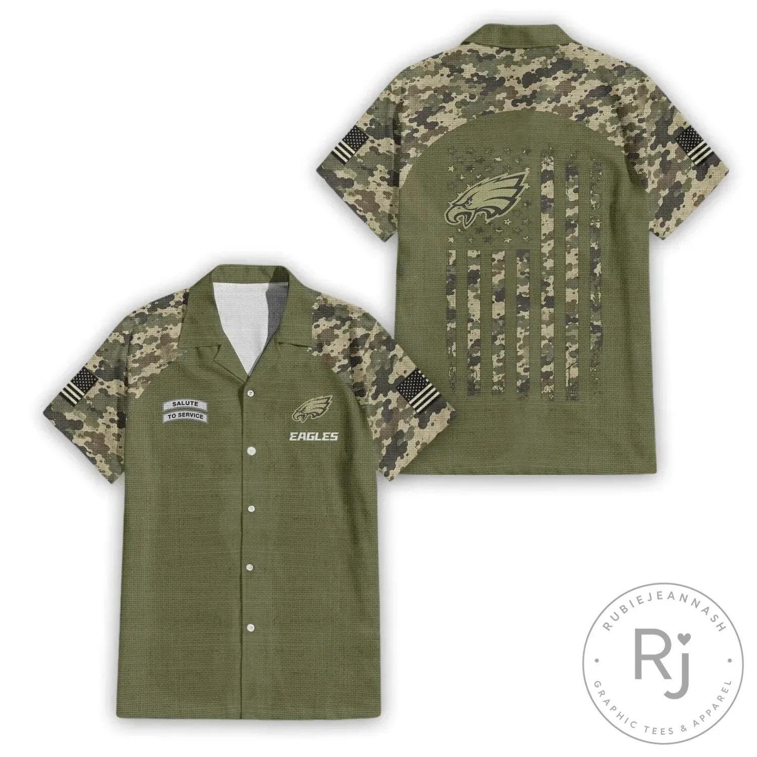 Philadelphia Eagles Salute To Service Camouflage Hawaiian Shirt