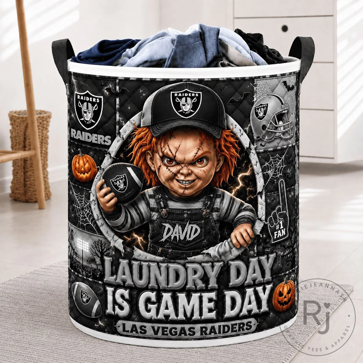 Las Vegas Raiders Chucky Halloween Laundry Basket for Football Fans