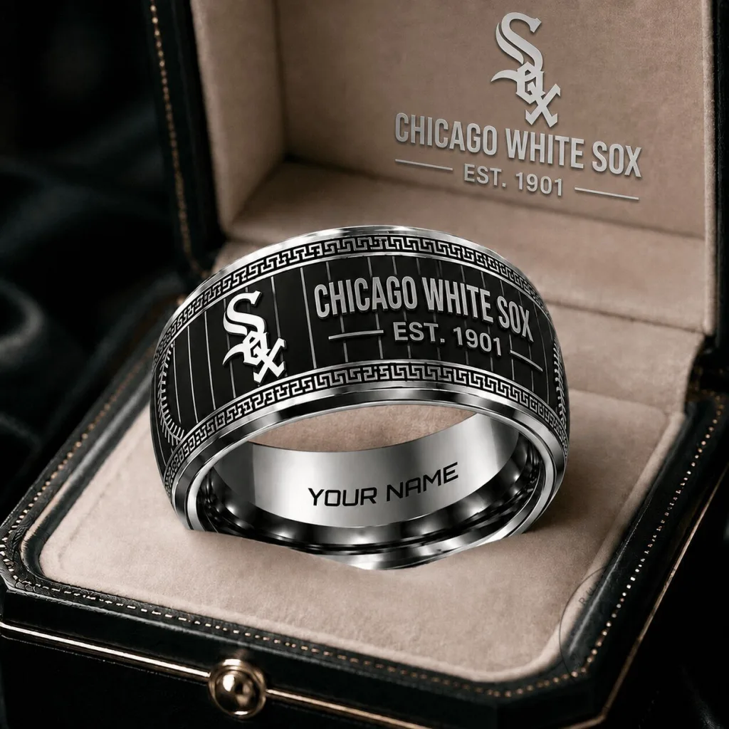 Chicago White Sox Baseball Team Tungsten Ring Engraved Personalized Gift Chicago White Sox Baseball Team Tungsten Ring Engraved Personalized Gift