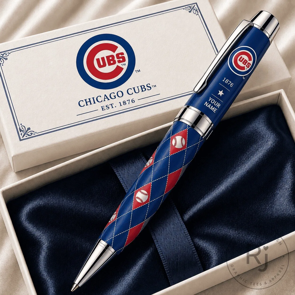 Chicago Cubs Baseball Diamond Pattern Personalized Ballpoint Pen