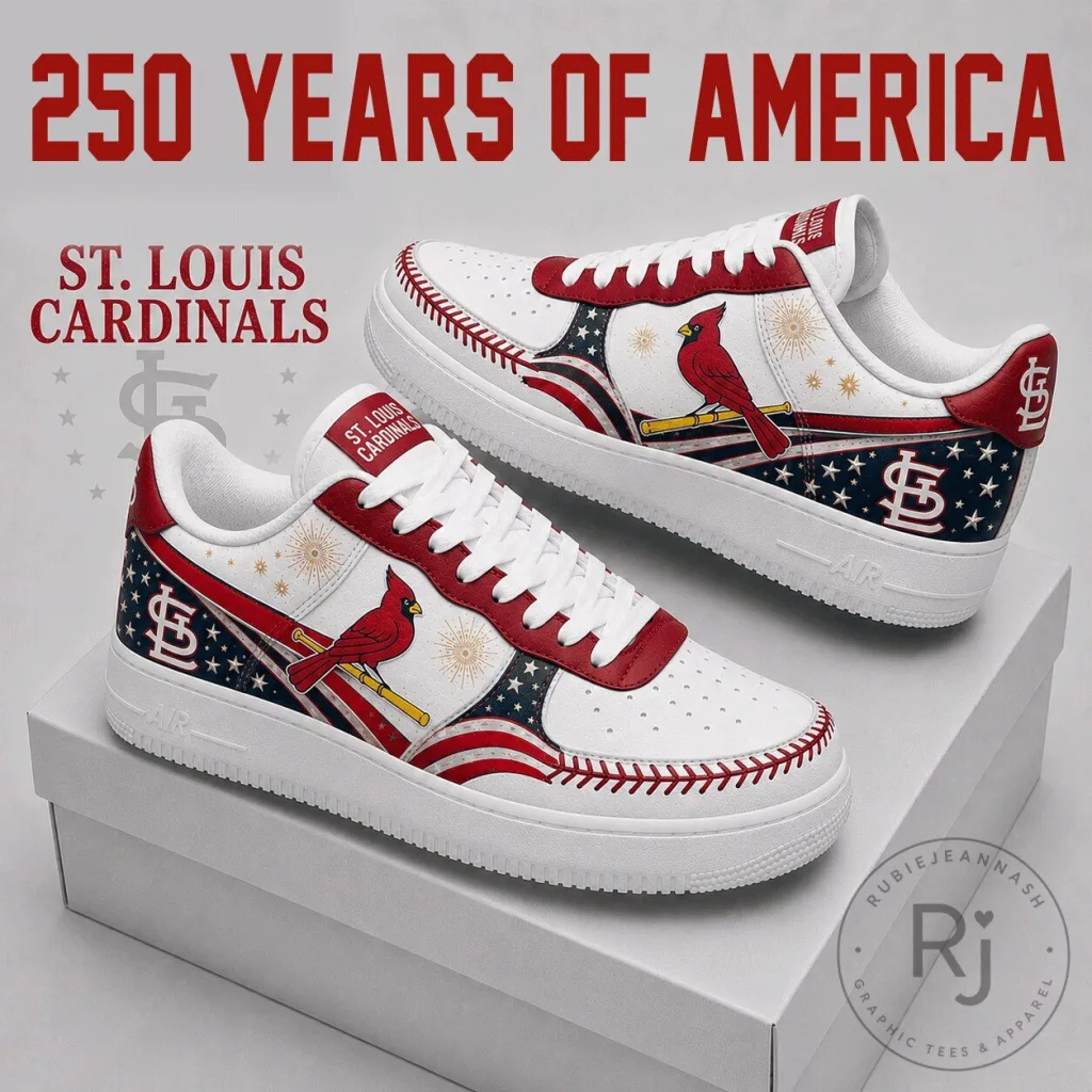 St Louis Cardinals Baseball Team American Flag Theme Personalized Sneakers St Louis Cardinals Baseball Team American Flag Theme Personalized Sneakers