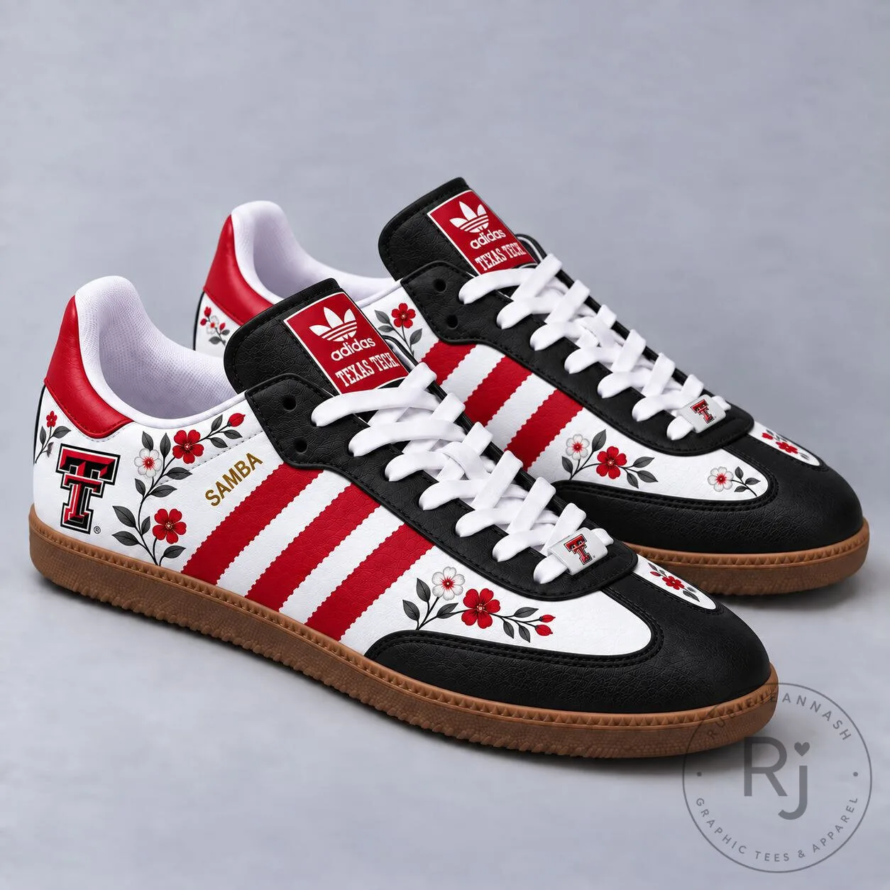 Texas Tech Red Raiders Floral Game Day Samba Shoes 1 Texas Tech Red Raiders Floral Game Day Samba Shoes