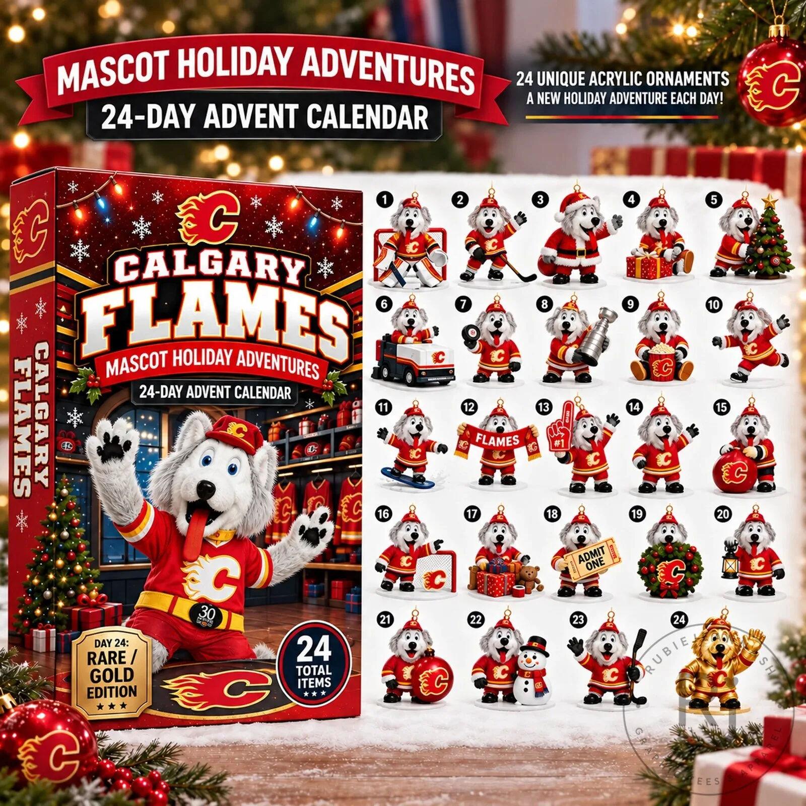 Calgary Flames Mascot Holiday Adventures 24-Day Advent Calendar with Ornaments