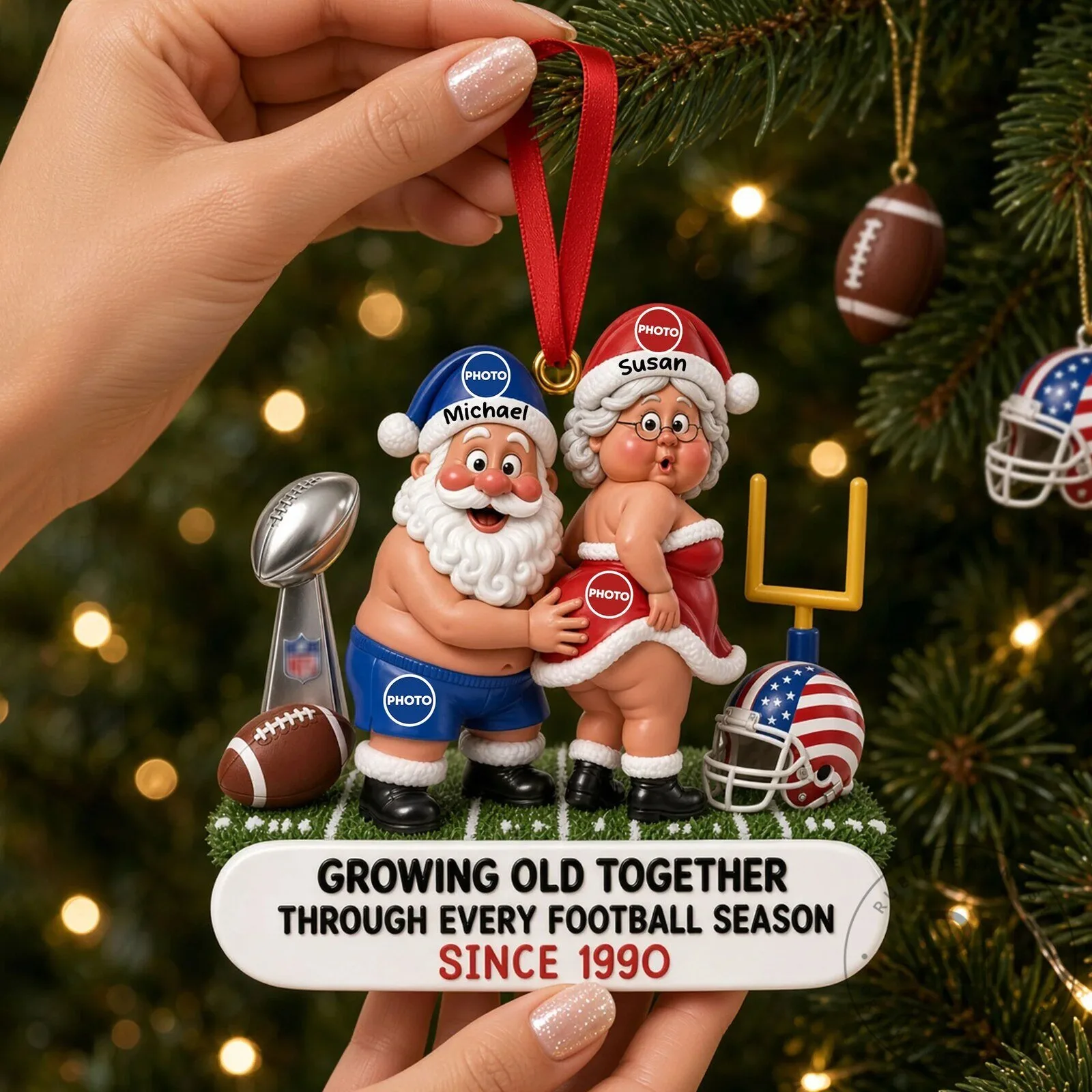 Football Lovers Growing Old Together Personalized Christmas Tree Ornament 7 Football Lovers Growing Old Together Personalized Christmas Tree Ornament