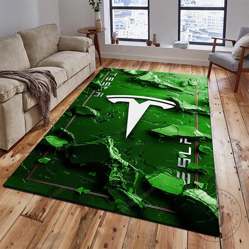 Tesla Motors Logo Blue Cracked Earth Area Rug 11 Tesla Motors Logo Blue Cracked Earth Area Rug