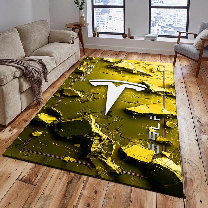 Tesla Motors Logo Blue Cracked Earth Area Rug 15 Tesla Motors Logo Blue Cracked Earth Area Rug