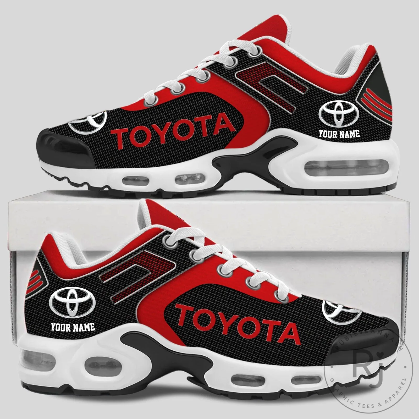 Toyota Custom Name Red Black Design Running Sneakers 2 Toyota Custom Name Red Black Design Running Sneakers