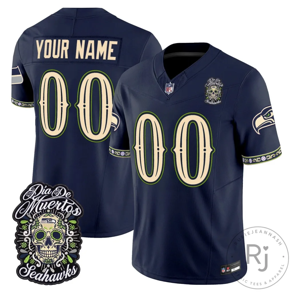 Seattle Seahawks Dia de los Muertos Custom Football Jersey Seattle Seahawks Dia de los Muertos Custom Football Jersey