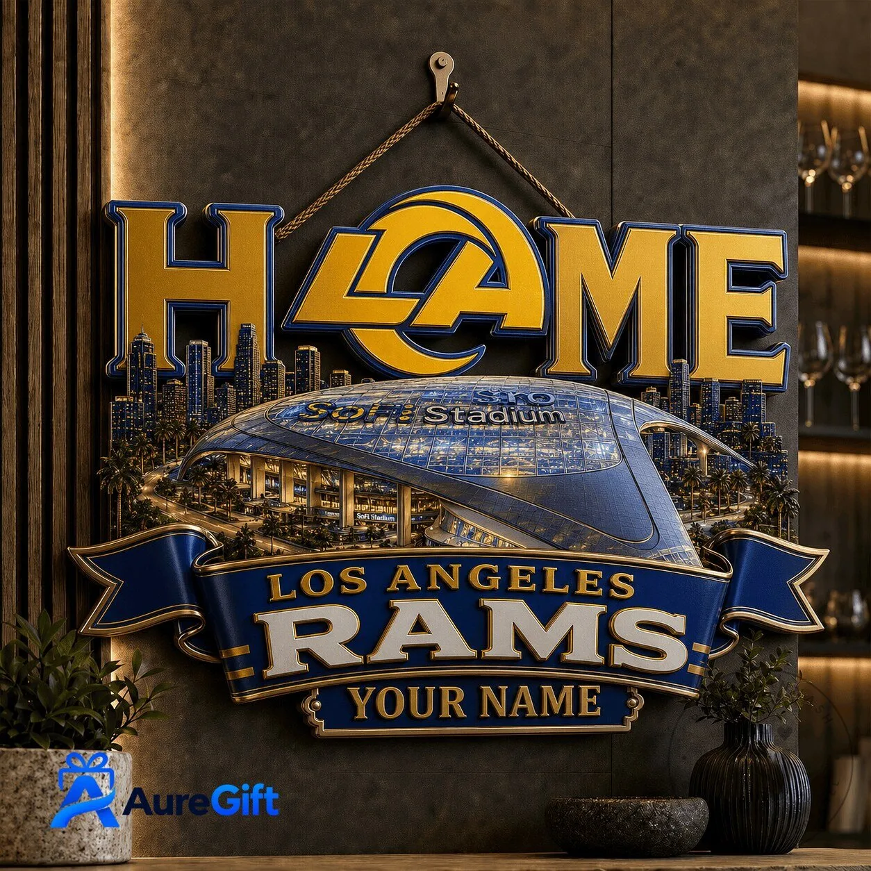 Los Angeles Rams SoFi Stadium Home Decor Wall Sign Plaque