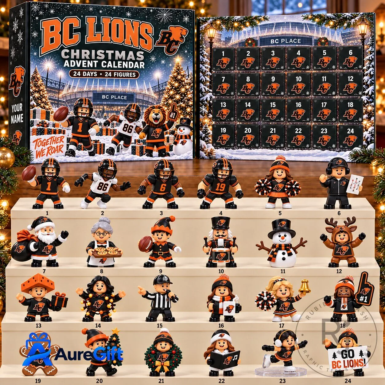BC Lions Christmas Advent Calendar 24 Days 24 Figures Personalized Gift 1 BC Lions Christmas Advent Calendar 24 Days 24 Figures Personalized Gift
