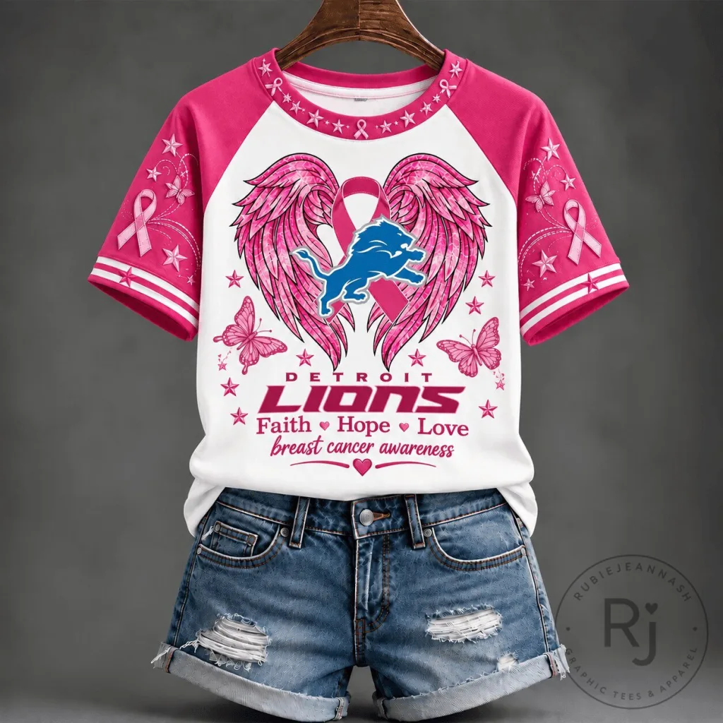 Detroit Lions Faith Hope Love Breast Cancer Awareness T-Shirt Detroit Lions Faith Hope Love Breast Cancer Awareness T-Shirt